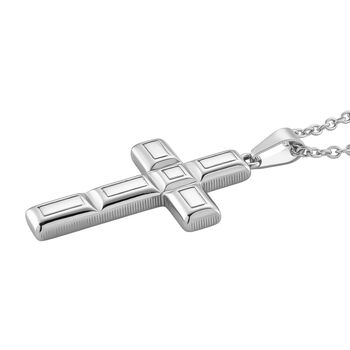 Kreuz Anh&auml;nger mit Kette, Reiner Edelstahl, ca. 50 cm, Silberfarben