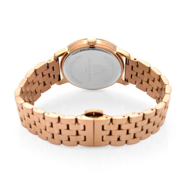 WILLIAM HUNT - Schweizer Uhrwerk, Saphirglas, Moissanit, Uhren 316L Edelstahl IP Rosa Plattierung image number 6