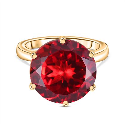 D'joy Lab Grown Padparadscha-Saphir Ring 925 Silber 750 Gelbgold Vermeil (Gr&ouml;&szlig;e 17.00) ca. 13.12 ct