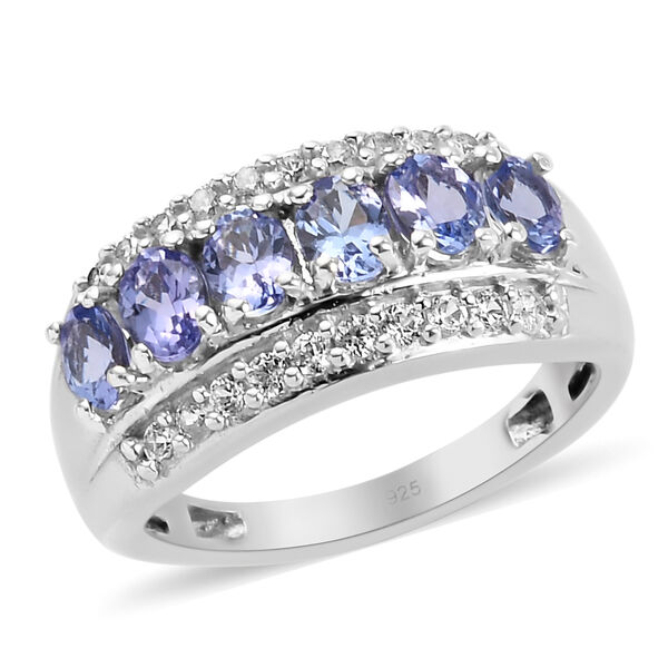 Tansanit und Zirkon Ring 925 Silber platiniert  ca. 1,52 ct image number 4