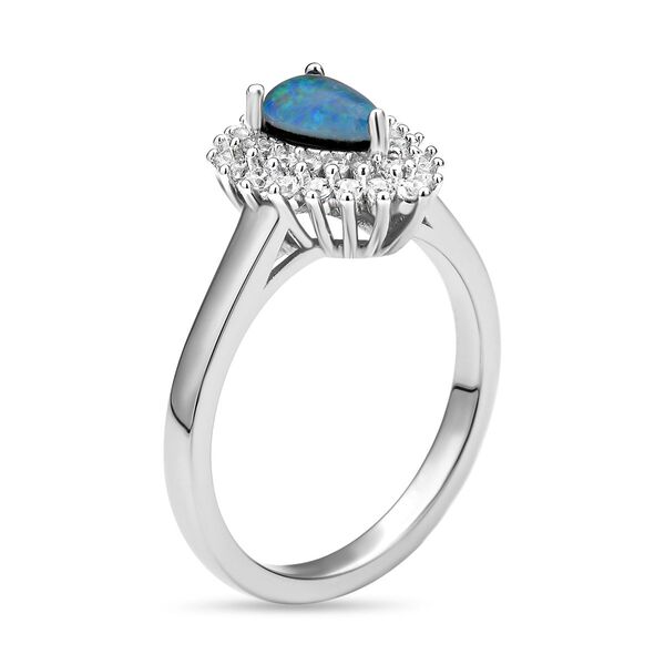 Boulder Opal Triplett und Zirkon-Halo-Ring - 1,29 ct. image number 7