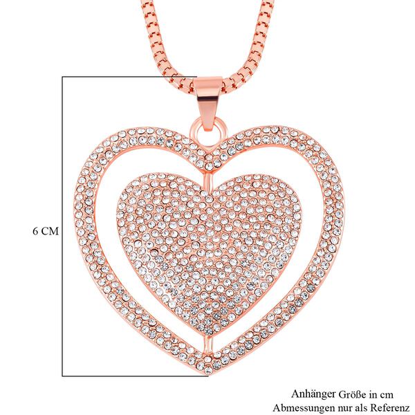 Funkelnder Kristall-Herz-Anh&auml;nger mit 73cm Kette in Ros&eacute;goldton image number 5