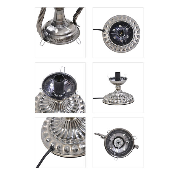 Handgefertigte, orientalische Mosaikglas Tischlampe in Weinkrugform, Größe 18x18x34 cm, Kreise rot image number 7