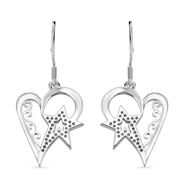 Lustro Stella wei&szlig;e Zirkonia Herz und Stern Ohrringe image number 4