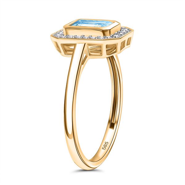 AAA Santamaria Aquamarin, Wei&szlig;er Diamant Ring 585 Gelb Gold (Gr&ouml;&szlig;e 18.00) ca. 1,05 ct image number 5