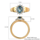London Blau Topas und Zirkon Halo Ring 925 Silber vergoldet  ca. 1,24 ct image number 6
