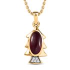 Afrikanischer Rubin (Fissure gefüllt), Kanchanaburi Blauer Saphir Schmuckset 925 Silber Gelbgold Vermeil ca. 3.76 ct