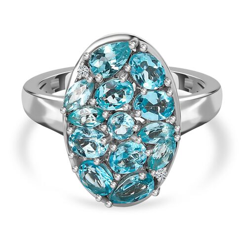 Paraiba-Apatit Ring 925 Silber platiniert (Größe 19.00) ca. 2.12 ct image number 0