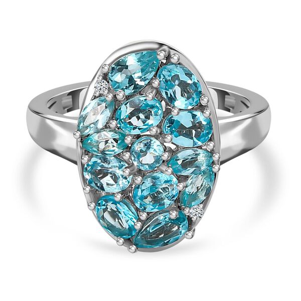 Paraiba-Apatit Ring 925 Silber platiniert (Größe 19.00) ca. 2.12 ct image number 0