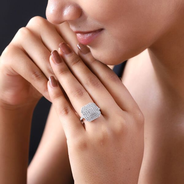 Weißer Diamant Ring, 925 Silber platiniert (Größe 16.00) ca. 1.00 ct image number 3