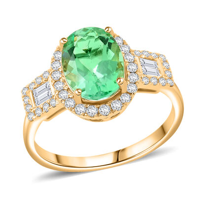 Iliana AAA Kolumbianischer Smaragd, Wei&szlig;er Diamant Ring, AGI zertifiziert und gepr&uuml;ft, 750 Gold (Gr&ouml;&szlig;e 17.00) ca. 2,35 ct