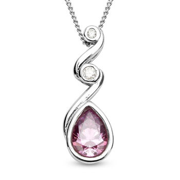 Rosa und wei&szlig;er Moissanit-Anh&auml;nger mit 45cm Kette - 0,75 ct.