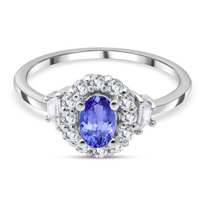 AAA Tansanit und Zirkon Ring - 0,99 ct.