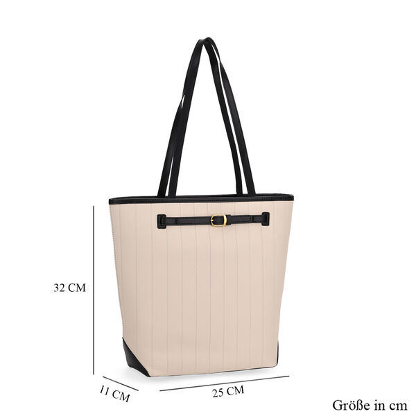 Tragetasche aus echtem Leder mit dekorativer Schnalle und zwei Griffen, 25&times;11&times;32 cm, Wei&szlig; image number 6