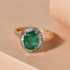ILIANA AAAA Smaragd und Diamant Halo-Ring in Gold image number 1
