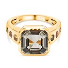 Prasiolith, Mehrfarbiger-Turmalin Ring, 925 Silber vergoldet (Größe 17.00) ca. 5.26 ct