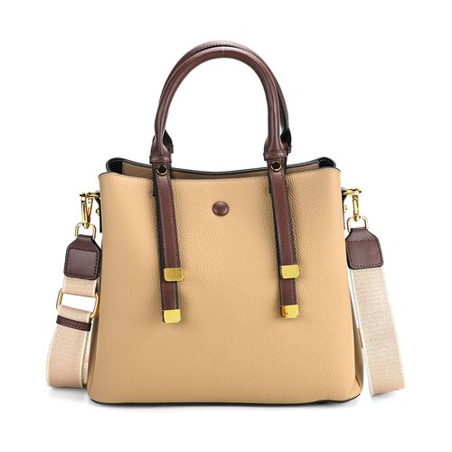 Vielseitige Umhängetasche aus echtem Leder mit abnehmbarem Schulterriemen, 30x14x24 cm, Khaki image number 0