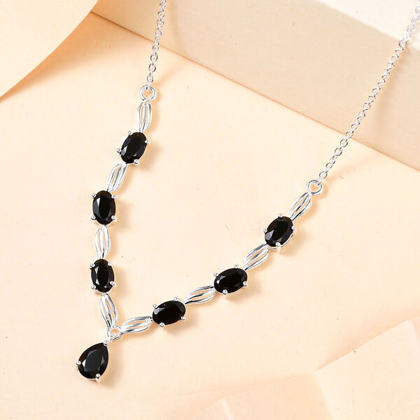 Schwarze Spinell Halskette, ca. 45 cm, 925 Silber ca. 4,98 ct image number 3