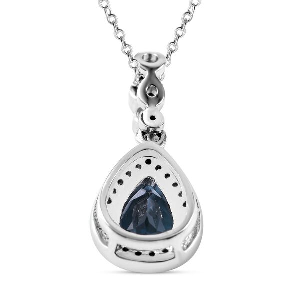 London Blau Topas und wei&szlig;er Zirkon Anh&auml;nger mit Kette, 925 Silber, 925 Silber rhodiniert ca. 2.59 ct image number 3