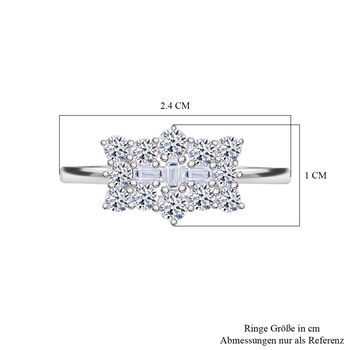 LUXURIANT SGL zertifizierter VS-EF Labor Diamant Ring, 925 Silber rhodiniert - 1 ct.