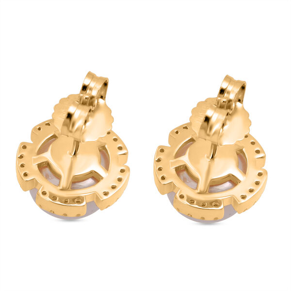 S&uuml;&szlig;wasser Perle (10 mm), Wei&szlig;er Zirkonia Ohrringe 925 Silber vergoldet image number 4