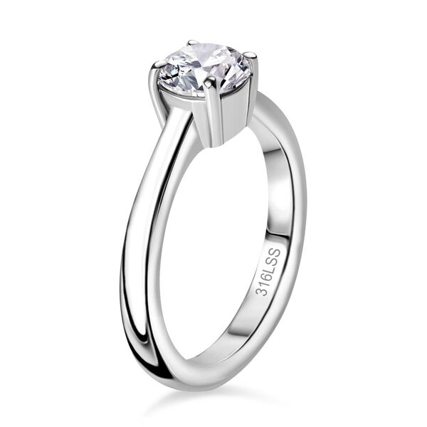 2er Set - Weißer Zirkonia Anhänger mit Kette und Ring (Größe 20.00), Edelstahl image number 5