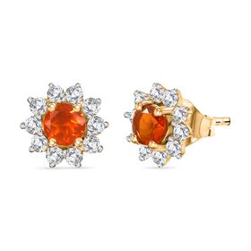 AAA Mexikanischer purpurroter Feueropal und Zirkon Ohrringe - 1 ct.