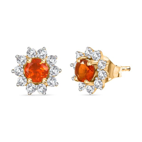 AAA Mexikanischer purpurroter Feueropal und Zirkon Ohrringe - 1 ct.