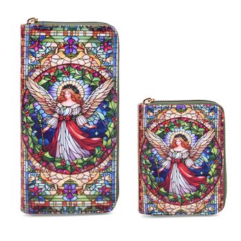 2-teiliges Geldb&ouml;rsen-Set mit Engelmotiv, 18x2,5x10 cm und 11x2,5x9 cm