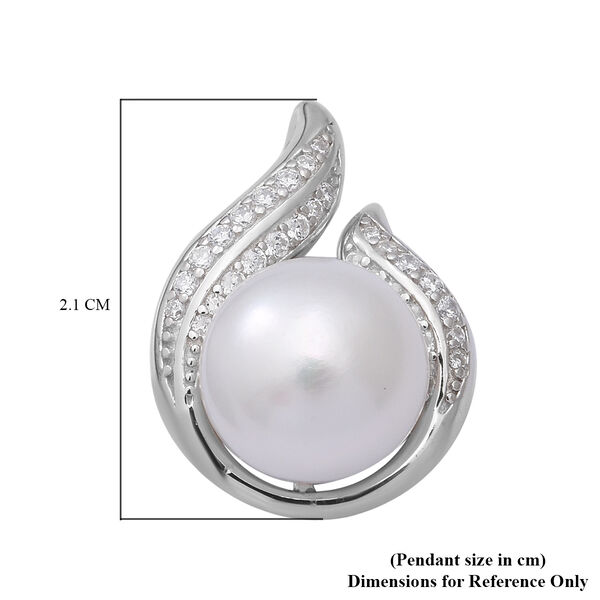 Wei&szlig;er S&uuml;&szlig;wasserperlen und Zirkonia-Anh&auml;nger - 0,39 ct. image number 2