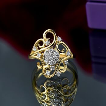 LUXURIANT DIAMOND - Lab Grown Diamant SI-GH SGL zertifiziert Ring 925 Silber 750 Gelbgold Vermeil (Gr&ouml;&szlig;e 17.00) ca. 0.50 ct