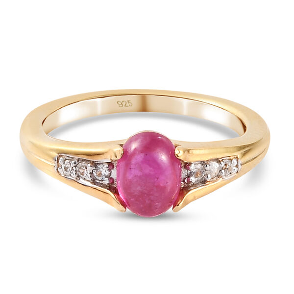 Rubin und Zirkon-Ring, Fissure gef&uuml;llt, 925 Silber vergoldet  ca. 1,32 ct