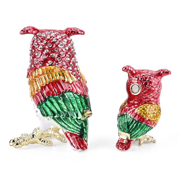 Dekorative Aufbewahrungsbox in Eulen-Form, 6x4,2x7,5cm, Rot image number 3