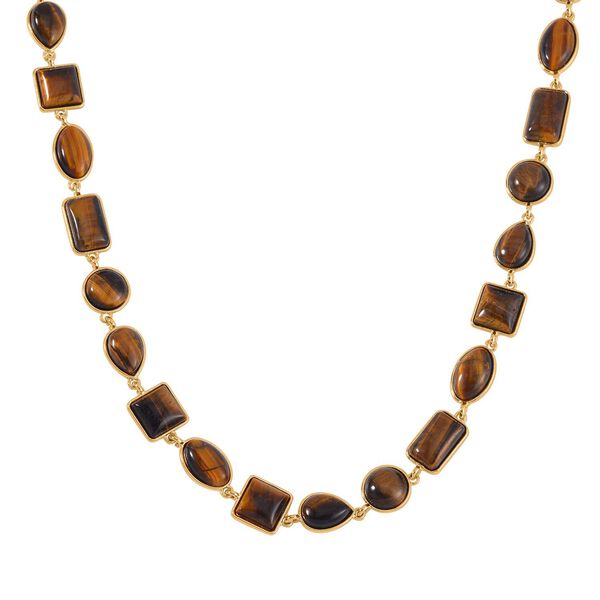 Gelbes Tigerauge Halskette ca. 45 cm Legierung Standard gelb vergoldet ca. 160,00 ct. image number 3
