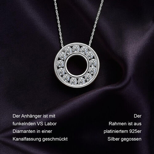 LUXURIANT DIAMOND- SGL zertifizierter VS EF Diamant Anhänger mit 50cm Kette, 925 Silber platiniert- 1 ct. image number 10