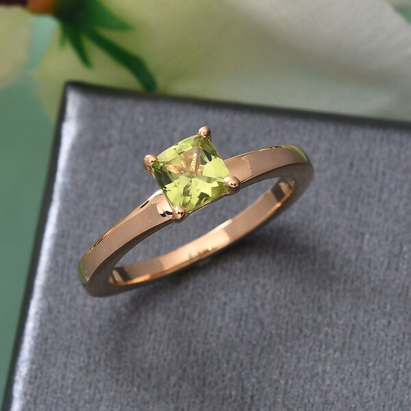 Peridot Solit&auml;r Ring 925 Silber 585 Vergoldet image number 2