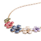 Mehrfarbige, emaillierte & weiße Kristall Blumen-Halskette, ca. 50+2 cm lang, goldfarben image number 1