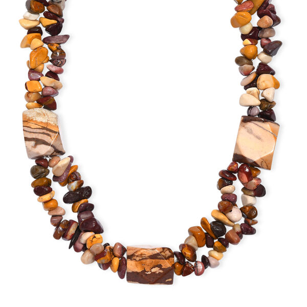 Mookite, Roter Zebra Jaspis Halskette ca. 50 cm Nickelfreies Messing Platiniert ca. 440.00 ct