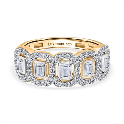 LUXURIANT DIAMOND - Lab Grown Diamant  VS-EF SGL zertifiziert Ring 925 Silber 750 Gelbgold Vermeil (Gr&ouml;&szlig;e 18.00) ca. 1.00 ct