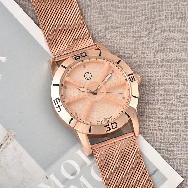 Strada - Moderne Uhr in klassischem Design, Japanisches Uhrwerk, wasserdicht, Edelstahl, Ros&eacute;gold image number 1