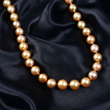 AAAA Goldene S&uuml;dsee Perle (7-12 mm) Halskette ca. 45 cm 750 Gelb Gold