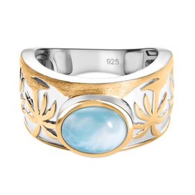 Zweifarbiger AA natürlicher grüner Larimar Ring - 2,42 ct.
