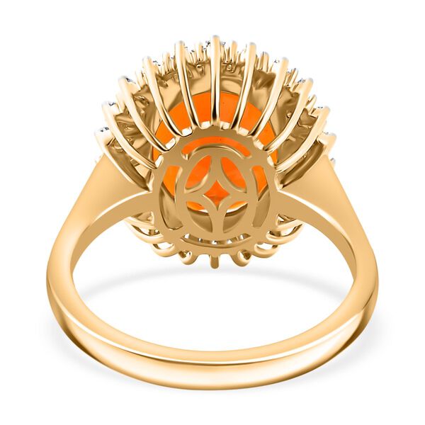 AAA Mexikanischer Kirschfeuer-Opal und Diamant Ring in 585 Gold - 3,34 ct. image number 6