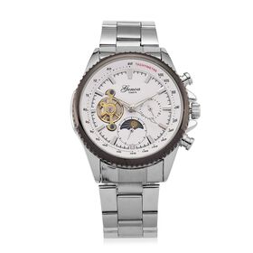 GENOA TIME - Bicolor-Armbanduhr, Reiner Edelstahl, silber-goldfarben, Automatik, 3 ATM wasserdicht