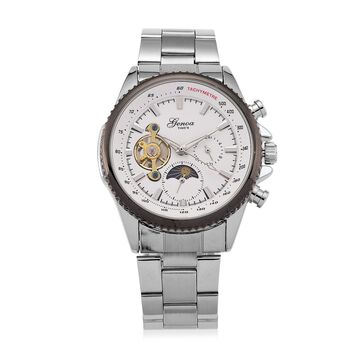 GENOA TIME - Bicolor-Armbanduhr, Reiner Edelstahl, silber-goldfarben, Automatik, 3 ATM wasserdicht