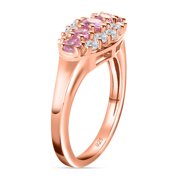 Rosa Saphir und Zirkon Cluster Ring, 925 Silber rosévergoldet, 1,34 ct. image number 5