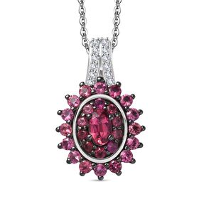 D'Joy AA Rubellit Schmuckset ca. 50 cm 925 Silber rhodiniert ca. 1.59 ct