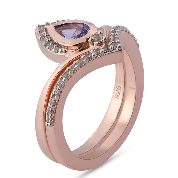 Tansanit und Zirkonia 2er-Set Ringe in Silber image number 5
