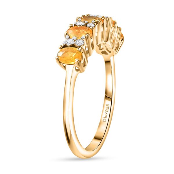 D'Joy Gelber Saphir, Wei&szlig;er Zirkon Ring 925 Silber 750 Gelb Vergoldet (Gr&ouml;&szlig;e 19.00) ca. 1,23 ct image number 5