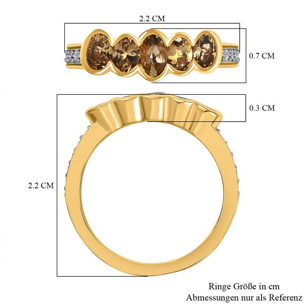 AA nat&uuml;rlicher, goldener Tansanit und Zirkon-Ring - 1,01 ct. image number 7